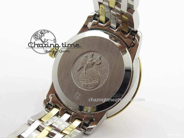 0503 OnTrend De Ville 27mm SS YG Ladies MK 1:1 Best Edition White MOP Dial Diamond Markers On SS Bracelet Ronda Quartz 8187